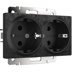 Изображение Розетка двойная с заземлением Hammer (черный) W1272008